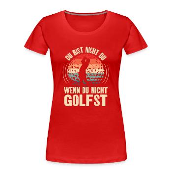 Golf Golfer - Frauen Premium Bio T-Shirt - Rot - Vorne - Mia (176cm)