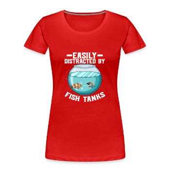 Facilement distrait par les aquariums Fish Keeping Aquar - T-shirt bio Premium Femme - rouge - Devant - Mia (176cm)