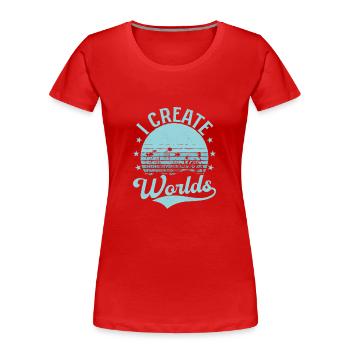 Je crée Worlds Aquarium Owner Fish Keeping - T-shirt bio Premium Femme - rouge - Devant - Mia (176cm)