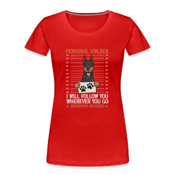 Doberman Pinscher Dog Dobie - Women's Premium Organic T-Shirt - red - Front - Mia (176cm)