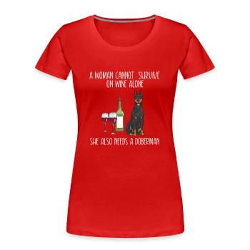 Doberman Pinscher Dog Dobie - Women's Premium Organic T-Shirt - red - Front - Mia (176cm)