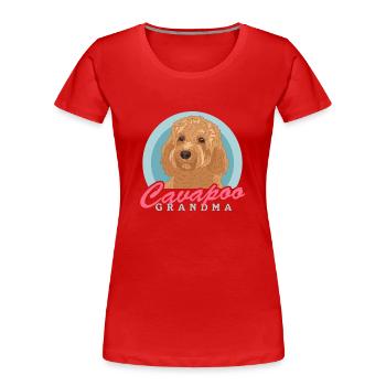 Cavapoo Grand-mère Cavoodle Chien Propriétaire Cadeau - T-shirt bio Premium Femme - rouge - Devant - Mia (176cm)