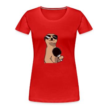Erdmännchen Tischtennis Tischtennisspieler - Frauen Premium Bio T-Shirt - Rot - Vorne - Mia (176cm)