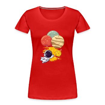 Jupiter - Frauen Premium Bio T-Shirt - Rot - Vorne - Mia (176cm)