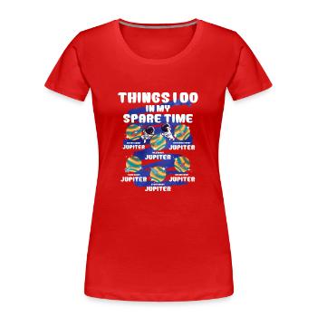 Jupiter - Frauen Premium Bio T-Shirt - Rot - Vorne - Mia (176cm)