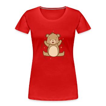 Bear Makes Sports Forest Animal - Women's Premium Organic T-Shirt - red - Front - Mia (176cm)