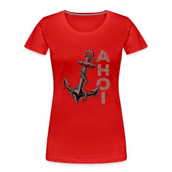 Ahoi Anker Heimat Ostfriesland Ostfriese - Frauen Premium Bio T-Shirt - Rot - Vorne - Mia (176cm)