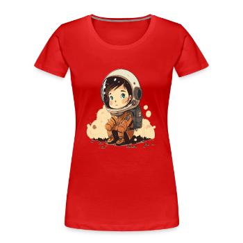 Cute and cute astronauts illustration - Women's Premium Organic T-Shirt - red - Front - Mia (176cm)
