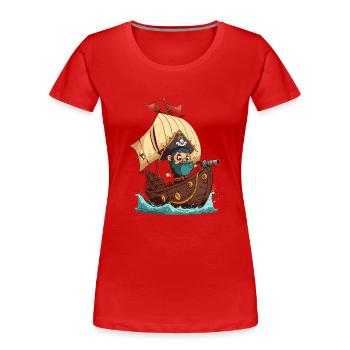 Niedliche und süße Piraten Illustration - Frauen Premium Bio T-Shirt - Rot - Vorne - Mia (176cm)