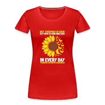 Arthrite psoriasique Guerrier et APS chronique - T-shirt bio Premium Femme - rouge - Devant - Mia (176cm)