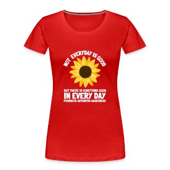 Arthrite psoriasique Guerrier et APS chronique - T-shirt bio Premium Femme - rouge - Devant - Mia (176cm)