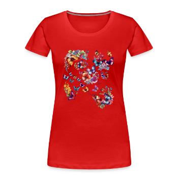 Butterflies Schmetterlinge Trendy Statement Design - Frauen Premium Bio T-Shirt - Rot - Vorne - Mia (176cm)