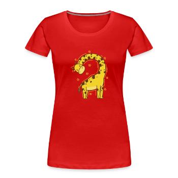 Girafe au cou tordu Parc animalier du zoo - T-shirt bio Premium Femme - rouge - Devant - Mia (176cm)