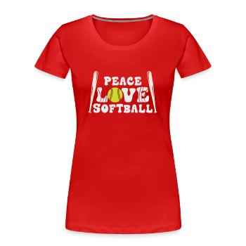 Les filles de la paix aiment le softball - T-shirt bio Premium Femme - rouge - Devant - Mia (176cm)