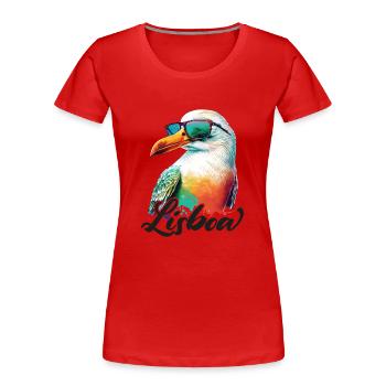 Lisboa Portugal Urlaub Möwe mit Sonnenbrille - Frauen Premium Bio T-Shirt - Rot - Vorne - Mia (176cm)