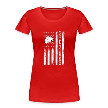 Inspecteur de la sécurité alimentaire du drapeau des États-Unis - T-shirt bio Premium Femme - rouge - Devant - Mia (176cm)