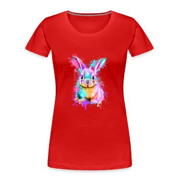 Hase Kaninchen Bunt - Frauen Premium Bio T-Shirt - Rot - Vorne - Mia (176cm)