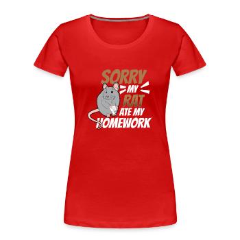 My rat ate my homework animal - Women's Premium Organic T-Shirt - red - Front - Mia (176cm)