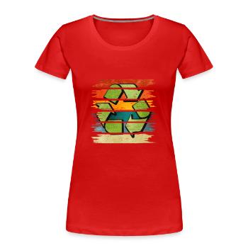 Recycling - Frauen Premium Bio T-Shirt - Rot - Vorne - Mia (176cm)