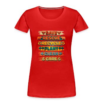 Recycling - Frauen Premium Bio T-Shirt - Rot - Vorne - Mia (176cm)