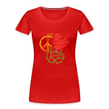 Recycling - Frauen Premium Bio T-Shirt - Rot - Vorne - Mia (176cm)