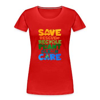 Recycling - Frauen Premium Bio T-Shirt - Rot - Vorne - Mia (176cm)