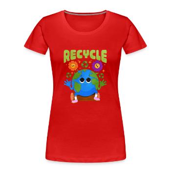 Recycling - Frauen Premium Bio T-Shirt - Rot - Vorne - Mia (176cm)