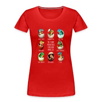 Bébé dinos dans l’œuf - T-shirt bio Premium Femme - rouge - Devant - Mia (176cm)