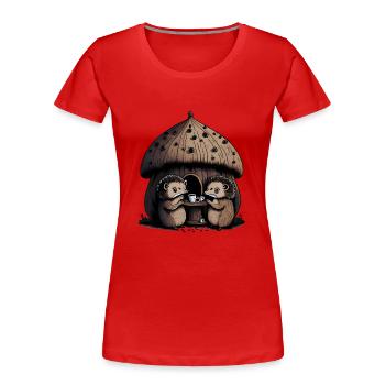 Igel Teeparty Pilz Startseite - Frauen Premium Bio T-Shirt - Rot - Vorne - Mia (176cm)