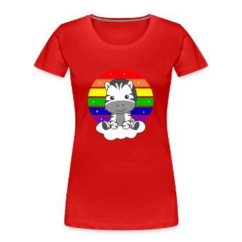 Zebra bunter Regenbogen für Kinder süßes Zebra - Frauen Premium Bio T-Shirt - Rot - Vorne - Mia (176cm)