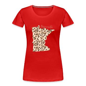 Minnesota Leopard Staat Minnesota - Frauen Premium Bio T-Shirt - Rot - Vorne - Mia (176cm)