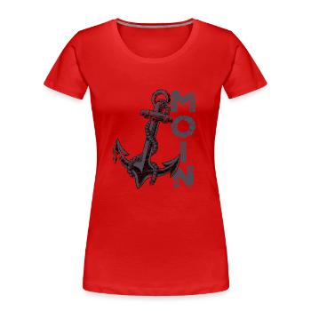 Moin Anker Ostfriesland Ostfriese - Frauen Premium Bio T-Shirt - Rot - Vorne - Mia (176cm)