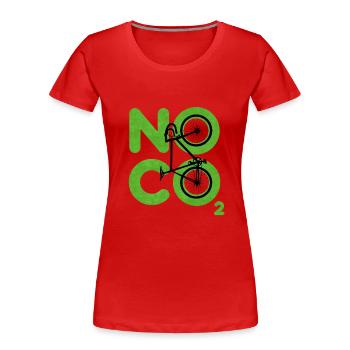 Kein CO2 - Frauen Premium Bio T-Shirt - Rot - Vorne - Mia (176cm)