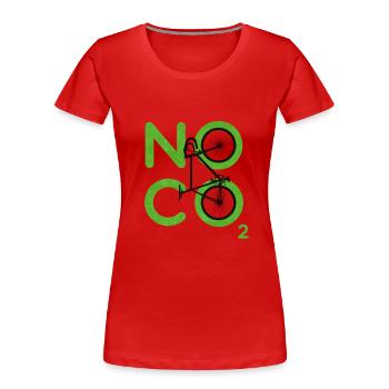 Kein CO2 - Frauen Premium Bio T-Shirt - Rot - Vorne - Mia (176cm)