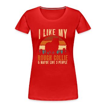Longhair Collie Rough Collie Dog - Women's Premium Organic T-Shirt - red - Front - Mia (176cm)