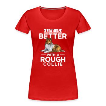 Longhair Collie Rough Collie Dog - Women's Premium Organic T-Shirt - red - Front - Mia (176cm)