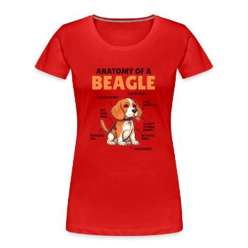 Explication du chien Anatomie d’un beagle - T-shirt bio Premium Femme - rouge - Devant - Mia (176cm)