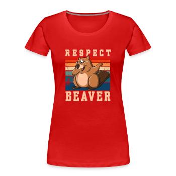 Respect Beaver - Frauen Premium Bio T-Shirt - Rot - Vorne - Mia (176cm)