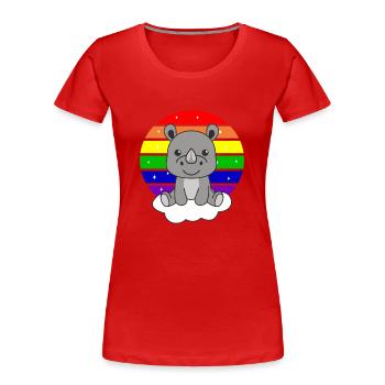 Nashorn bunter Regenbogen für Kinder süßes Nashorn - Frauen Premium Bio T-Shirt - Rot - Vorne - Mia (176cm)