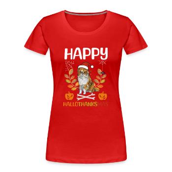 Longhair Collie Rough Collie Dog - Women's Premium Organic T-Shirt - red - Front - Mia (176cm)