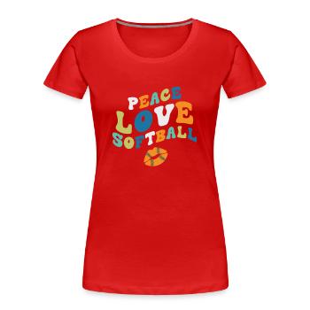Les filles de la paix aiment le softball - T-shirt bio Premium Femme - rouge - Devant - Mia (176cm)