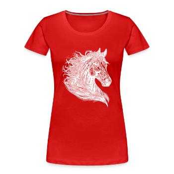 Stuten Porträt mit eleganter Mähne wehend im Wind - Frauen Premium Bio T-Shirt - Rot - Vorne - Mia (176cm)