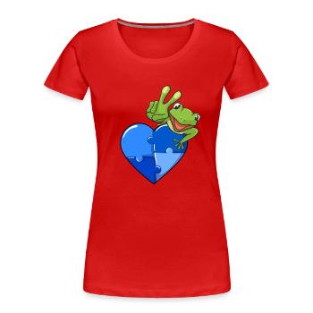 Autismus awareness Zeichen Puzzle Frosch - Frauen Premium Bio T-Shirt - Rot - Vorne - Mia (176cm)