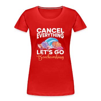 Tout annuler Promenade sur la plage Peignes de plage - T-shirt bio Premium Femme - rouge - Devant - Mia (176cm)