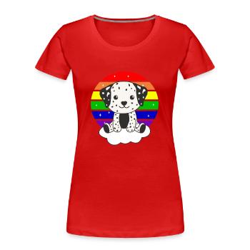 Dalmatiner bunter Regenbogen für Kinder süßer Hund - Frauen Premium Bio T-Shirt - Rot - Vorne - Mia (176cm)