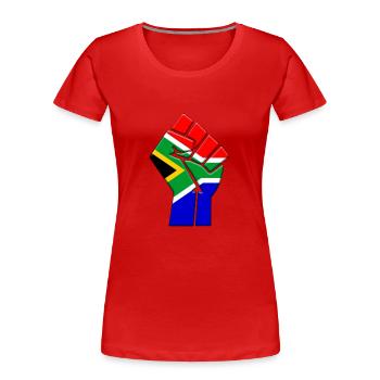 Afrique du Sud Drapeau Pays africain Fierté Natif - T-shirt bio Premium Femme - rouge - Devant - Mia (176cm)