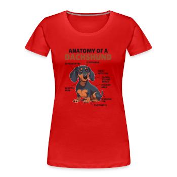 Anatomie d’explication du chien d’un teckel - T-shirt bio Premium Femme - rouge - Devant - Mia (176cm)