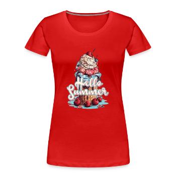 Hello Summer Eis Eiscreme Eisdiele - Frauen Premium Bio T-Shirt - Rot - Vorne - Mia (176cm)