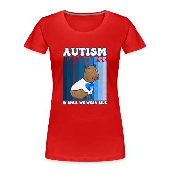 Capybara Autismus Awareness - Frauen Premium Bio T-Shirt - Rot - Vorne - Mia (176cm)