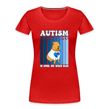 Capybara Autismus Awareness - Frauen Premium Bio T-Shirt - Rot - Vorne - Mia (176cm)